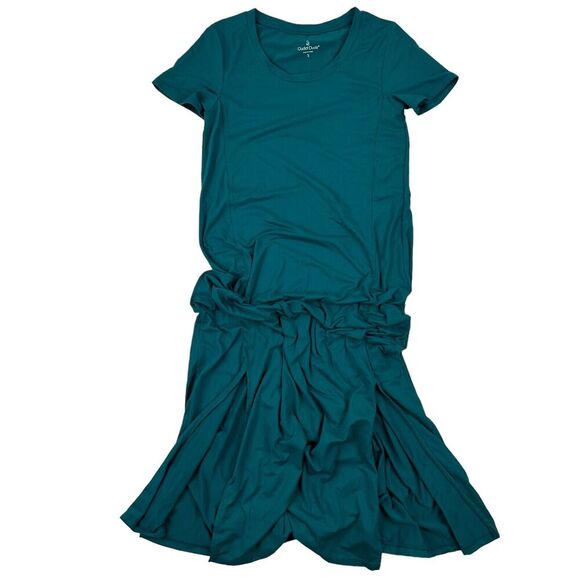 Cuddl Duds Flexwear Short Sleeve Maxi Dress Size S Everglade Green Stretch - Picture 1 of 11